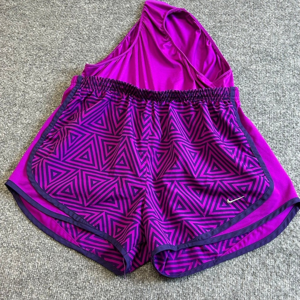 Nike Running Shorts Womens Size S Purple Geometric Dri-Fit Athletic Mesh Lined
